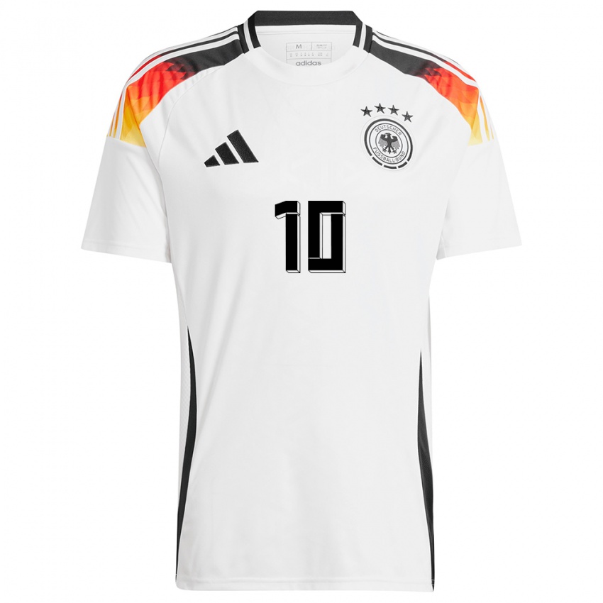 Mænd Tyskland Serge Gnabry #10 Hvid Hjemmebane Spillertrøjer 24-26 Trøje T-Shirt