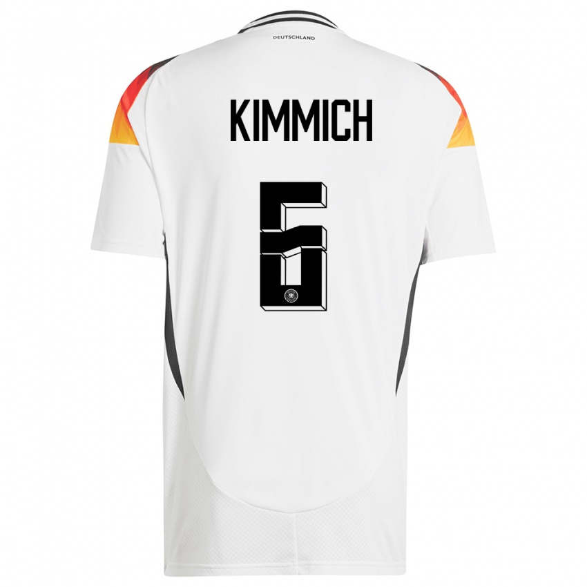 Mænd Tyskland Joshua Kimmich #6 Hvid Hjemmebane Spillertrøjer 24-26 Trøje T-Shirt