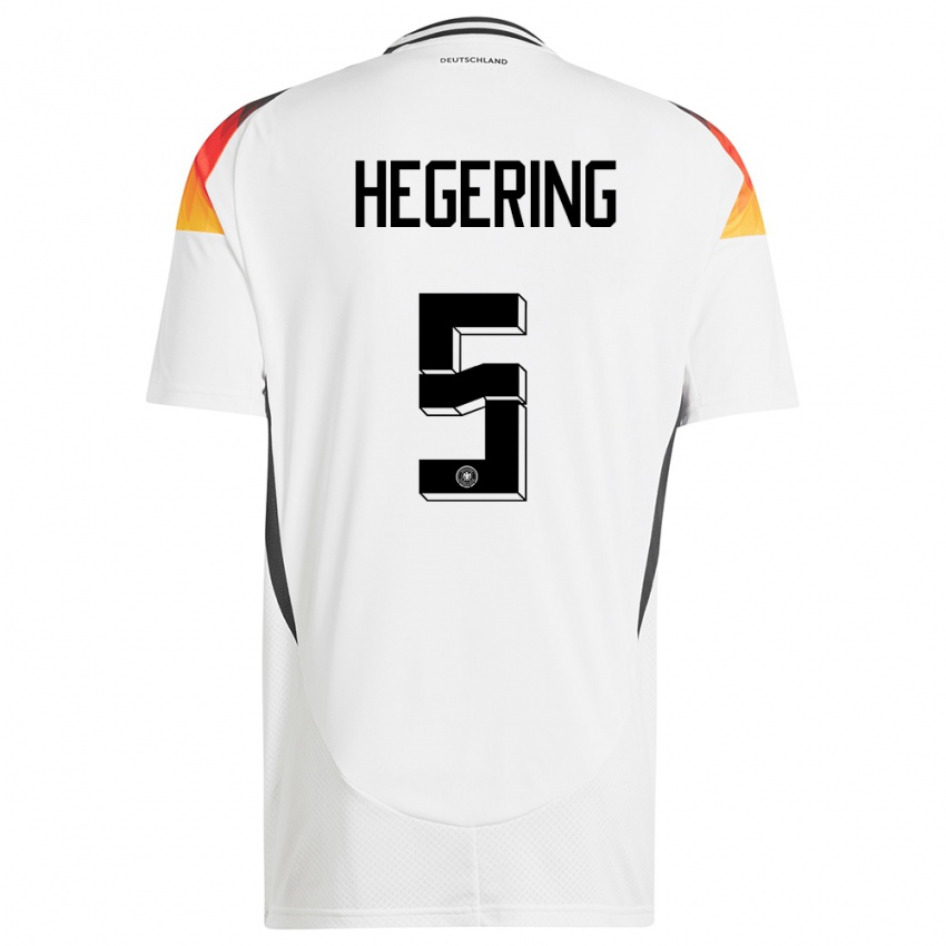 Mænd Tyskland Marina Hegering #5 Hvid Hjemmebane Spillertrøjer 24-26 Trøje T-Shirt