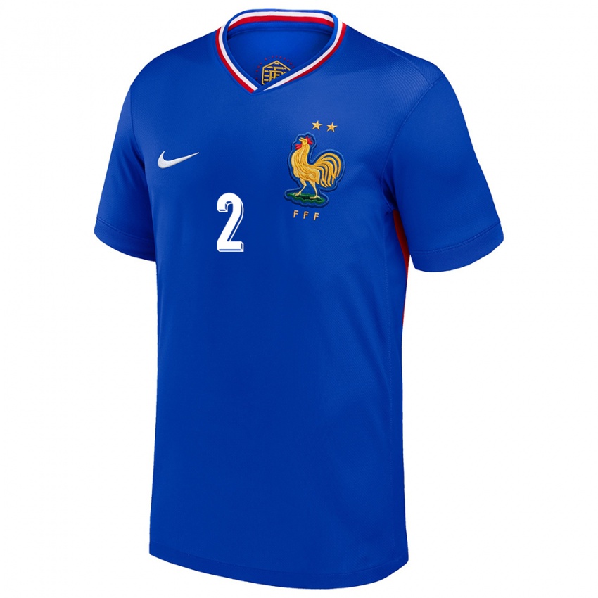 Mænd Frankrig Benjamin Pavard #2 Blå Hjemmebane Spillertrøjer 24-26 Trøje T-Shirt