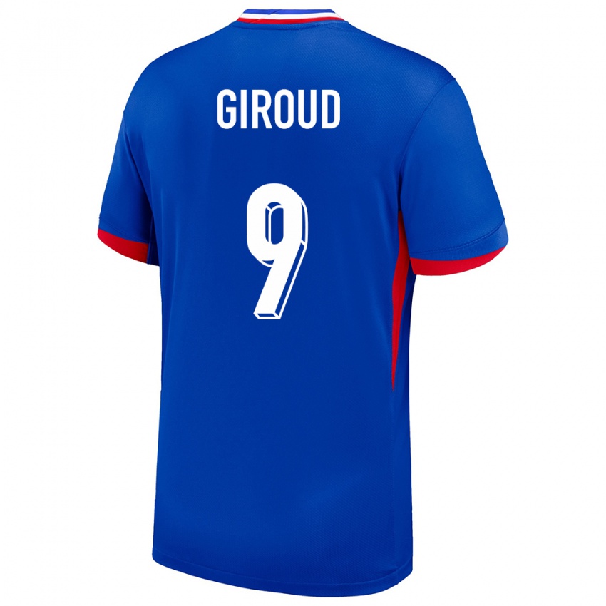 Mænd Frankrig Olivier Giroud #9 Blå Hjemmebane Spillertrøjer 24-26 Trøje T-Shirt