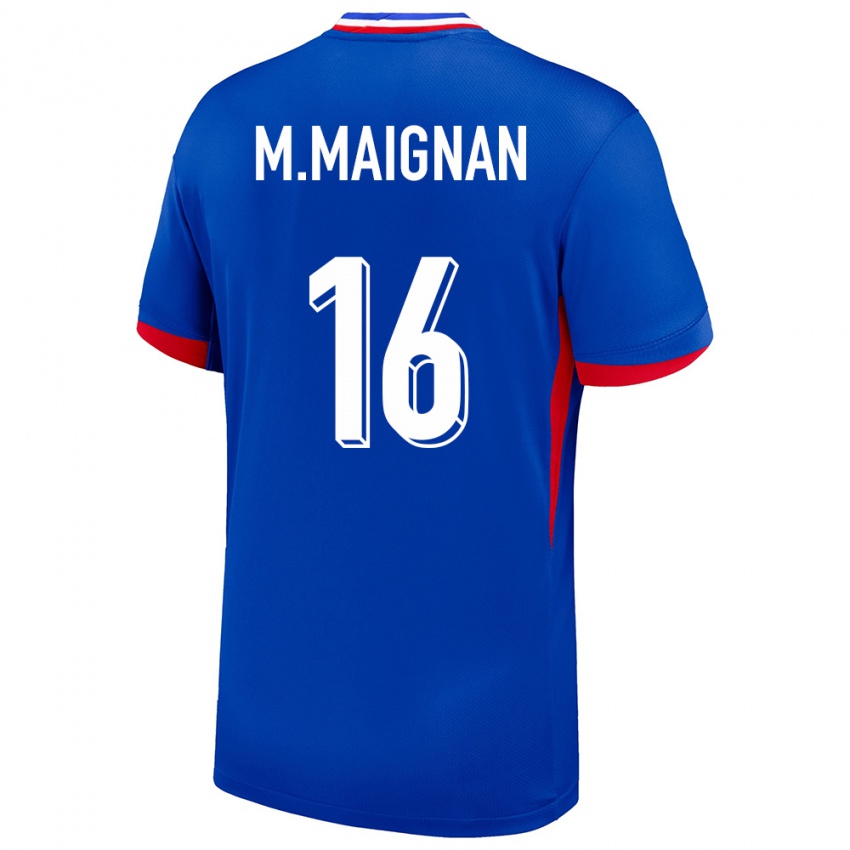 Mænd Frankrig Mike Maignan #16 Blå Hjemmebane Spillertrøjer 24-26 Trøje T-Shirt