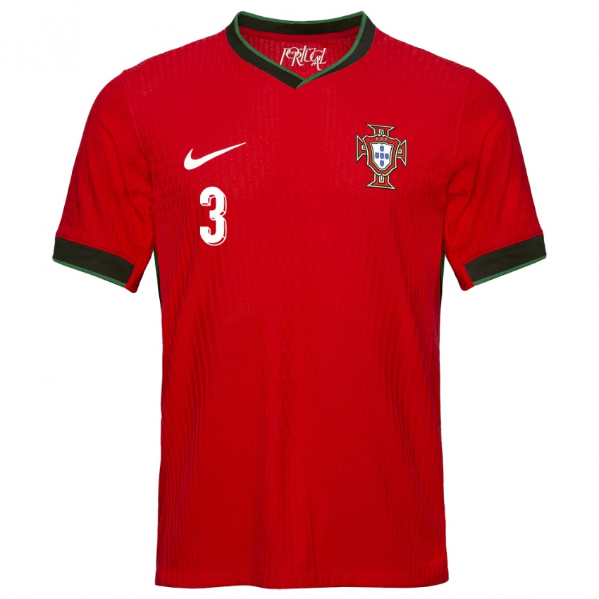 Mænd Portugal Pepe #3 Rød Hjemmebane Spillertrøjer 24-26 Trøje T-Shirt