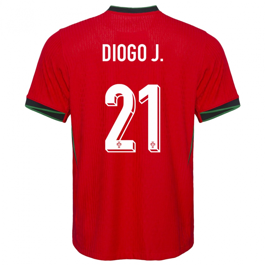 Mænd Portugal Diogo Jota #21 Rød Hjemmebane Spillertrøjer 24-26 Trøje T-Shirt