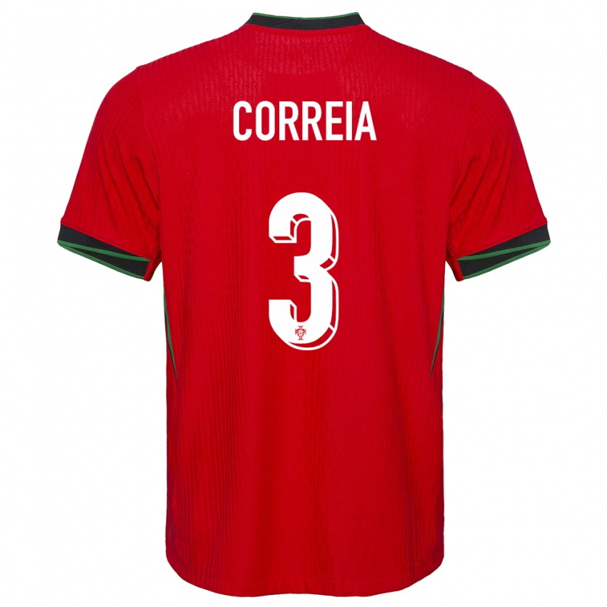 Mænd Portugal Alicia Correia #3 Rød Hjemmebane Spillertrøjer 24-26 Trøje T-Shirt