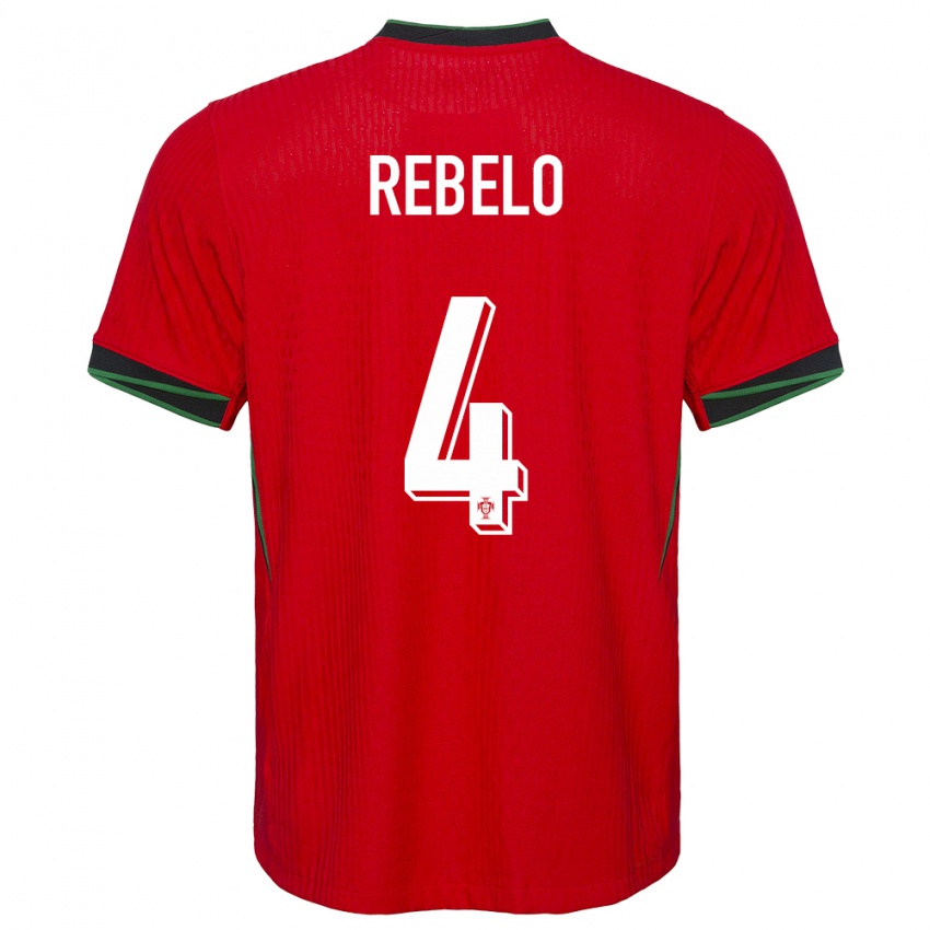 Mænd Portugal Silvia Rebelo #4 Rød Hjemmebane Spillertrøjer 24-26 Trøje T-Shirt