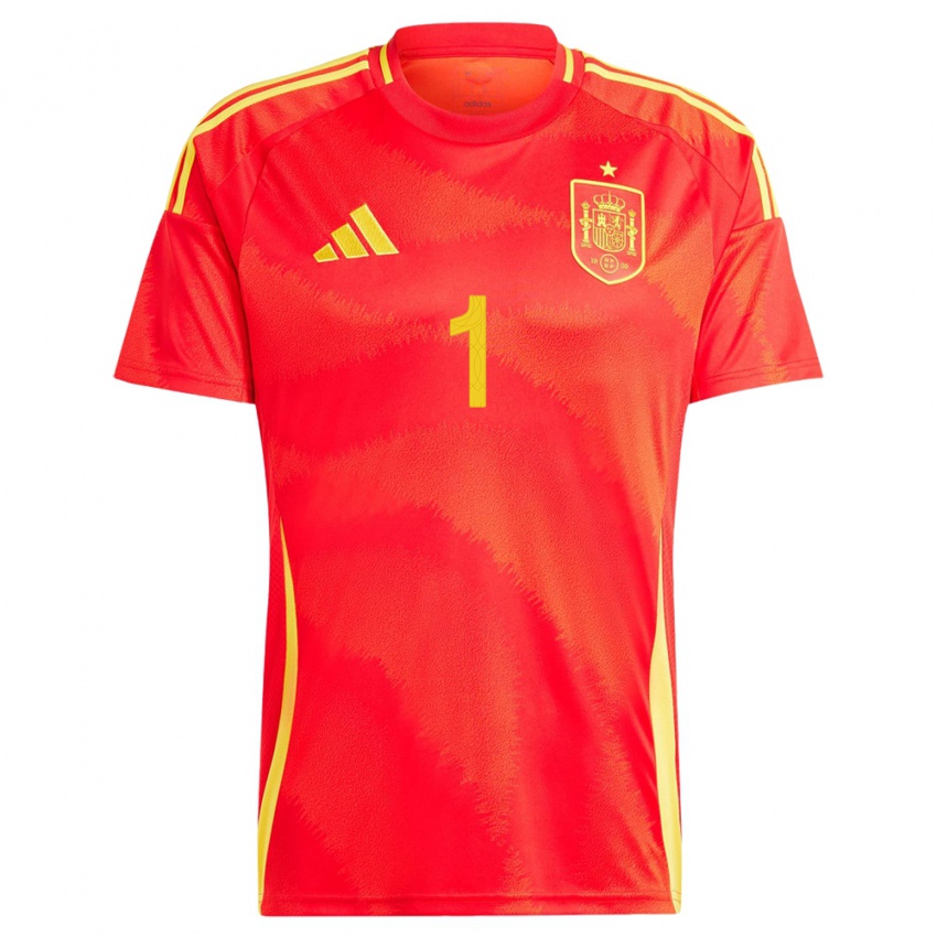 Mænd Spanien Robert Sanchez #1 Rød Hjemmebane Spillertrøjer 24-26 Trøje T-Shirt