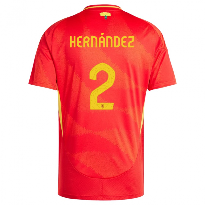 Mænd Spanien Oihane Hernandez #2 Rød Hjemmebane Spillertrøjer 24-26 Trøje T-Shirt