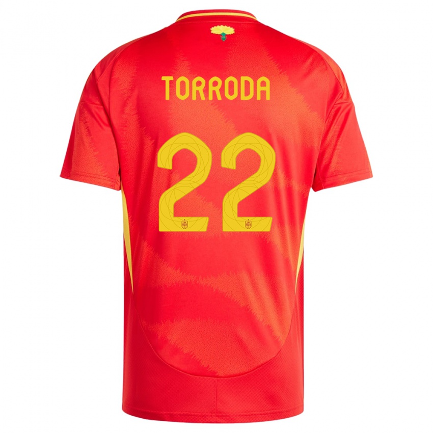 Mænd Spanien Anna Torroda #22 Rød Hjemmebane Spillertrøjer 24-26 Trøje T-Shirt