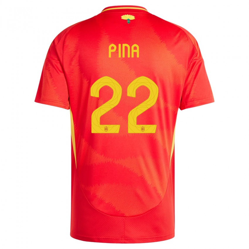 Mænd Spanien Claudia Pina #22 Rød Hjemmebane Spillertrøjer 24-26 Trøje T-Shirt