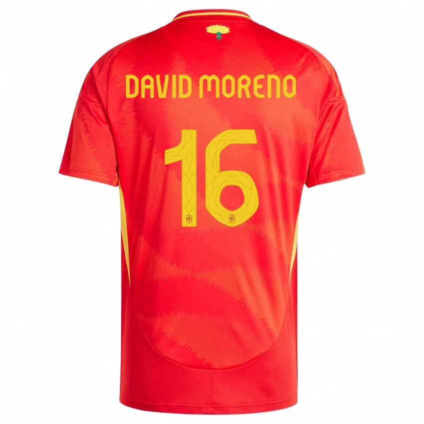 Mænd Spanien Antonio David Moreno #16 Rød Hjemmebane Spillertrøjer 24-26 Trøje T-Shirt