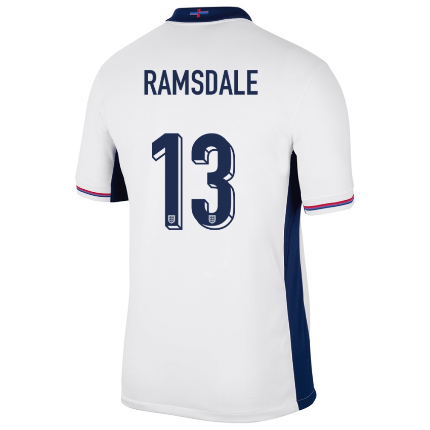 Mænd England Aaron Ramsdale #133 Hvid Hjemmebane Spillertrøjer 24-26 Trøje T-Shirt