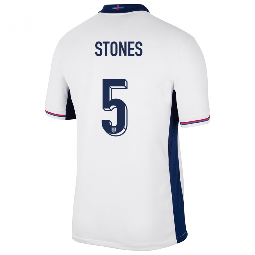 Mænd England John Stones #5 Hvid Hjemmebane Spillertrøjer 24-26 Trøje T-Shirt