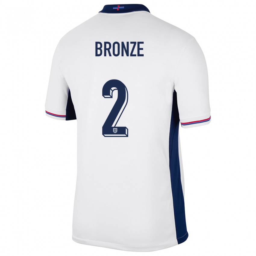 Mænd England Lucy Bronze #2 Hvid Hjemmebane Spillertrøjer 24-26 Trøje T-Shirt