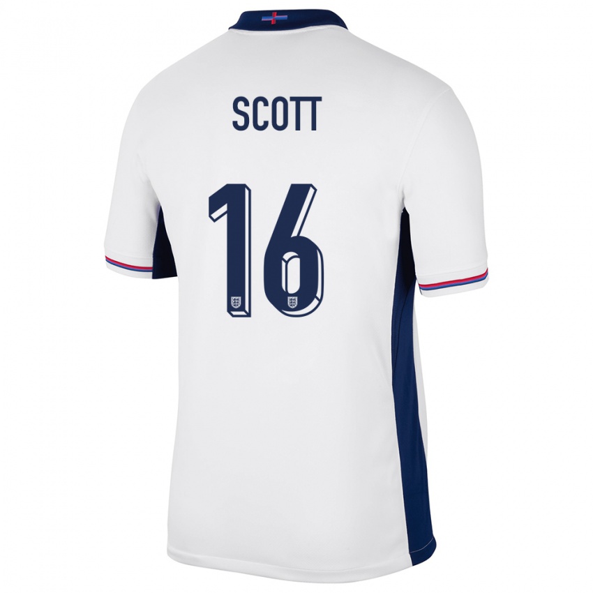 Mænd England Jill Scott #16 Hvid Hjemmebane Spillertrøjer 24-26 Trøje T-Shirt