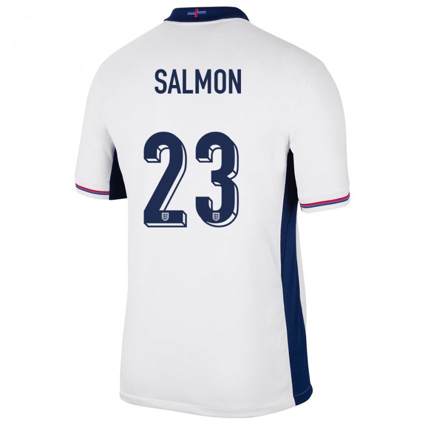 Mænd England Ebony Salmon #23 Hvid Hjemmebane Spillertrøjer 24-26 Trøje T-Shirt