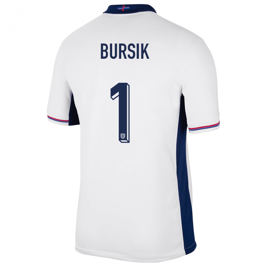 Mænd England Josef Bursik #1 Hvid Hjemmebane Spillertrøjer 24-26 Trøje T-Shirt