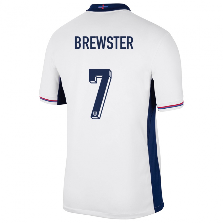 Mænd England Rhian Brewster #7 Hvid Hjemmebane Spillertrøjer 24-26 Trøje T-Shirt