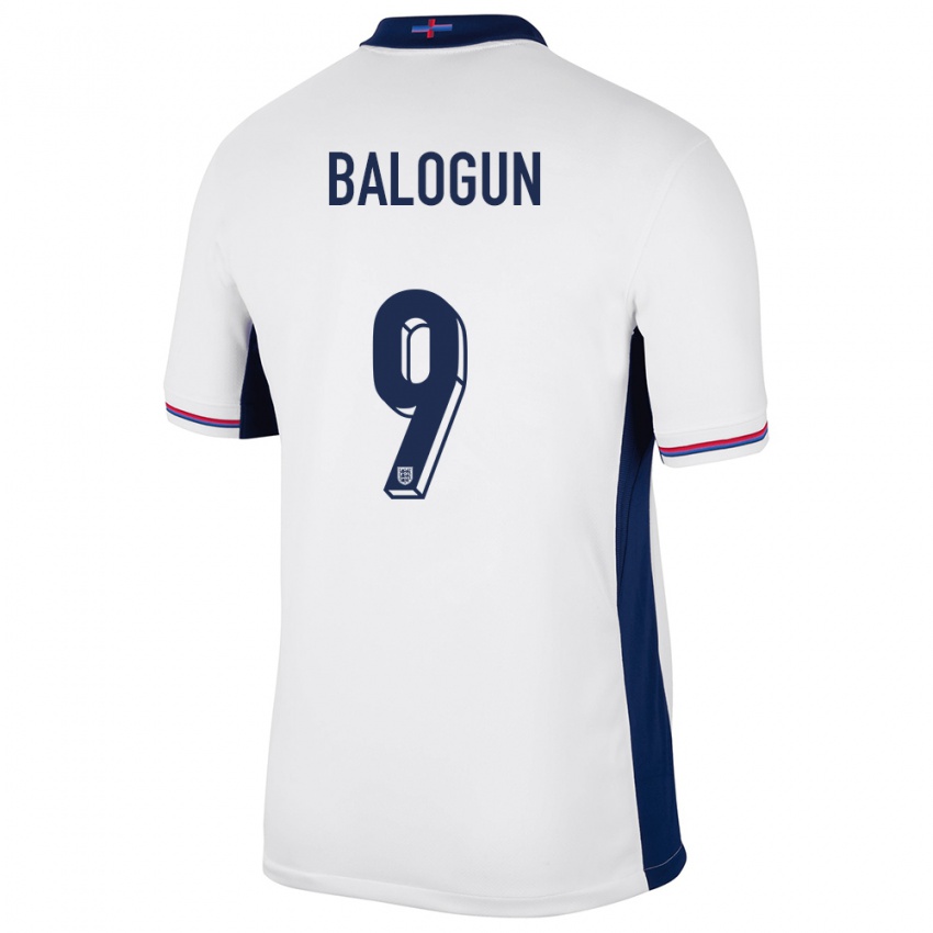 Mænd England Folarin Balogun #9 Hvid Hjemmebane Spillertrøjer 24-26 Trøje T-Shirt