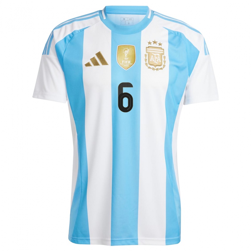 Mænd Argentina Aldana Cometti #6 Hvid Blå Hjemmebane Spillertrøjer 24-26 Trøje T-Shirt