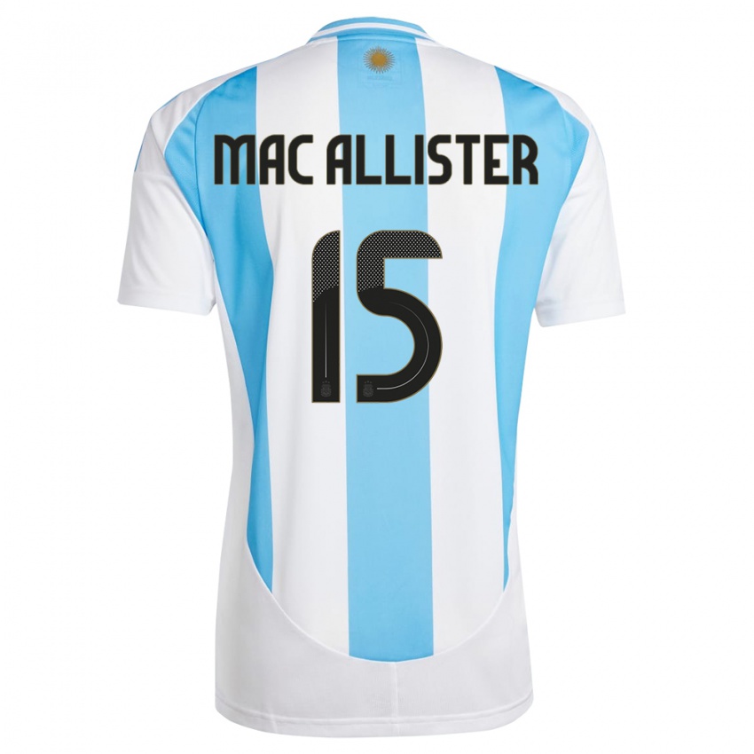 Mænd Argentina Alexis Mac Allister #15 Hvid Blå Hjemmebane Spillertrøjer 24-26 Trøje T-Shirt