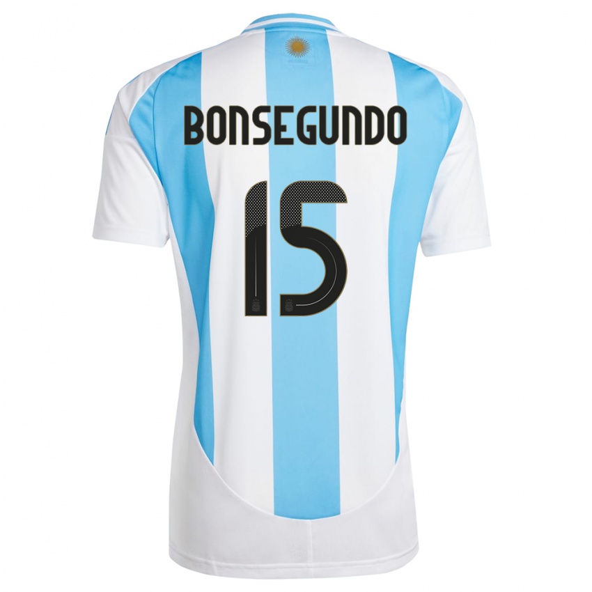 Mænd Argentina Florencia Bonsegundo #15 Hvid Blå Hjemmebane Spillertrøjer 24-26 Trøje T-Shirt