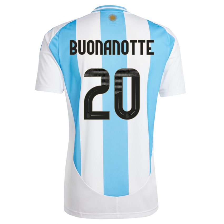 Mænd Argentina Facundo Buonanotte #20 Hvid Blå Hjemmebane Spillertrøjer 24-26 Trøje T-Shirt