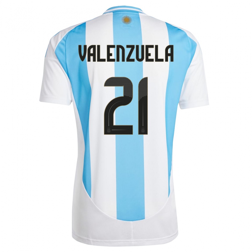 Mænd Argentina Fernando Valenzuela #21 Hvid Blå Hjemmebane Spillertrøjer 24-26 Trøje T-Shirt