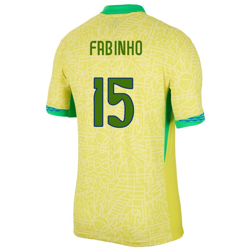 Mænd Brasilien Fabinho #15 Gul Hjemmebane Spillertrøjer 24-26 Trøje T-Shirt