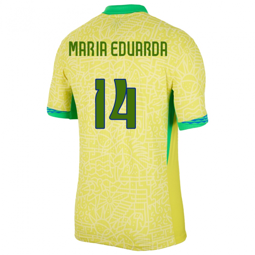 Mænd Brasilien Maria Eduarda #14 Gul Hjemmebane Spillertrøjer 24-26 Trøje T-Shirt