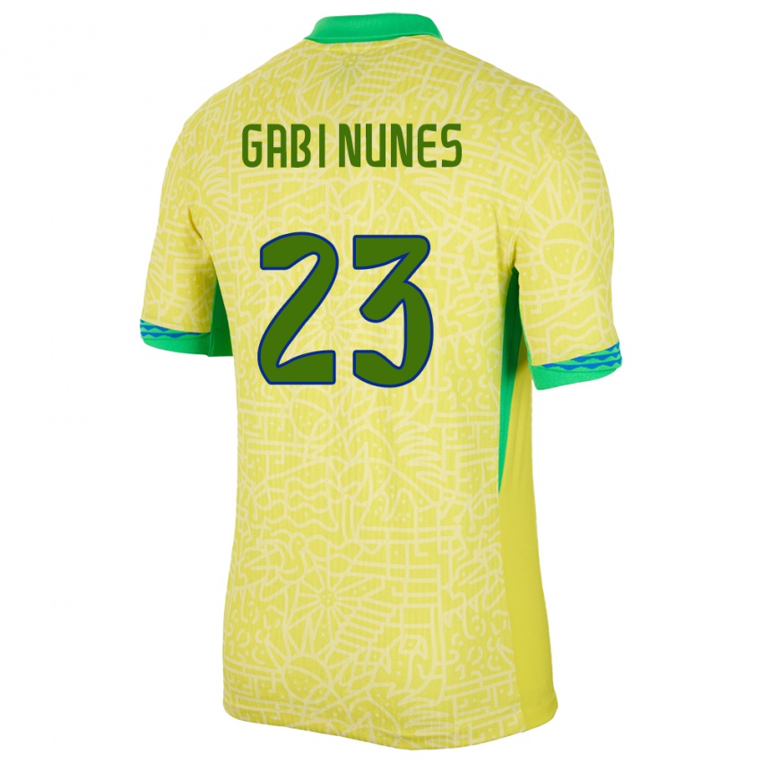 Mænd Brasilien Gabi Nunes #23 Gul Hjemmebane Spillertrøjer 24-26 Trøje T-Shirt