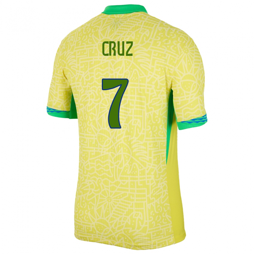 Mænd Brasilien Joao Cruz #7 Gul Hjemmebane Spillertrøjer 24-26 Trøje T-Shirt