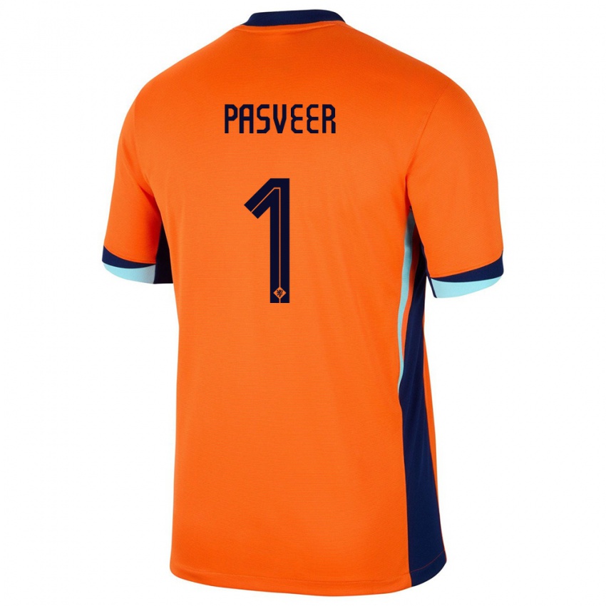 Mænd Holland Remko Pasveer #1 Orange Hjemmebane Spillertrøjer 24-26 Trøje T-Shirt