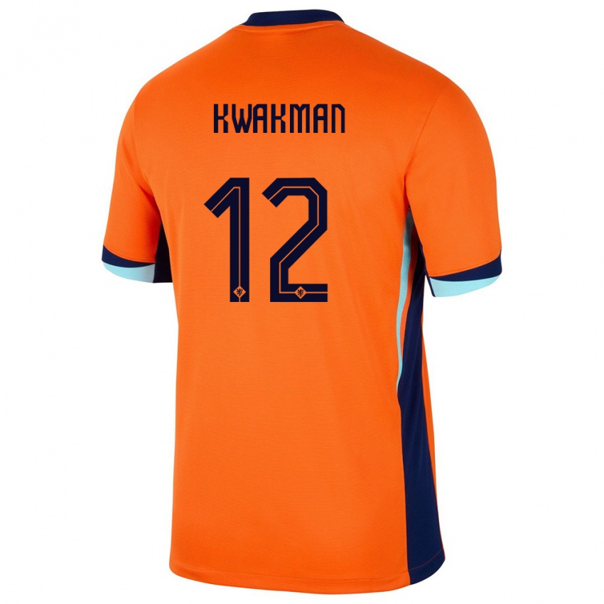 Mænd Holland Dave Kwakman #12 Orange Hjemmebane Spillertrøjer 24-26 Trøje T-Shirt