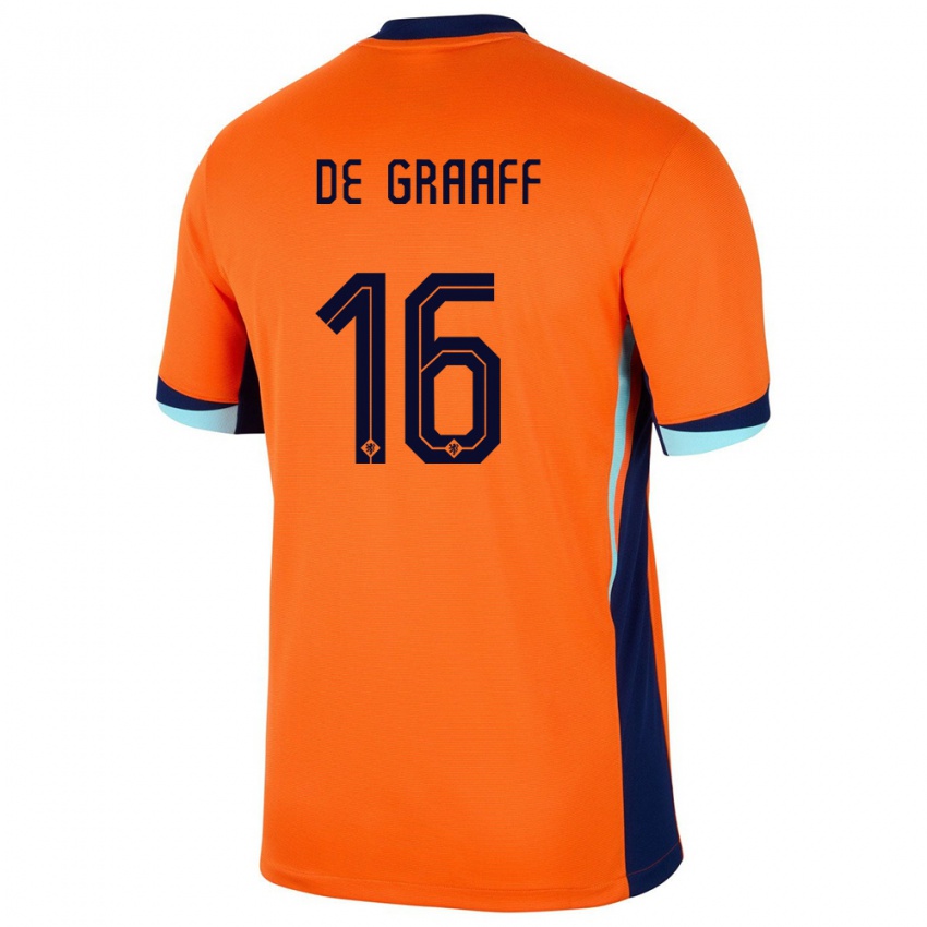 Mænd Holland Tom De Graaff #16 Orange Hjemmebane Spillertrøjer 24-26 Trøje T-Shirt