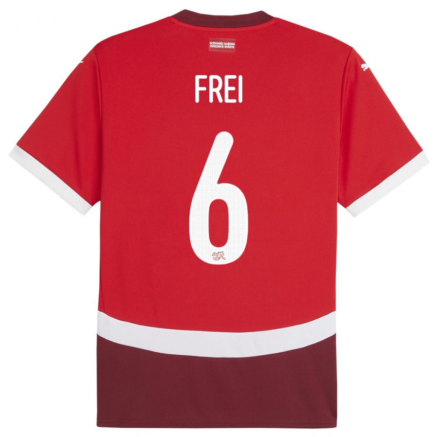 Mænd Schweiz Fabian Frei #6 Rød Hjemmebane Spillertrøjer 24-26 Trøje T-Shirt