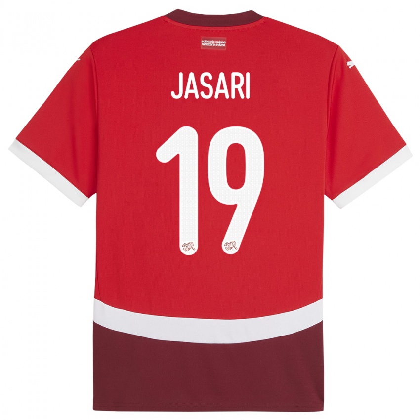 Mænd Schweiz Ardon Jasari #19 Rød Hjemmebane Spillertrøjer 24-26 Trøje T-Shirt