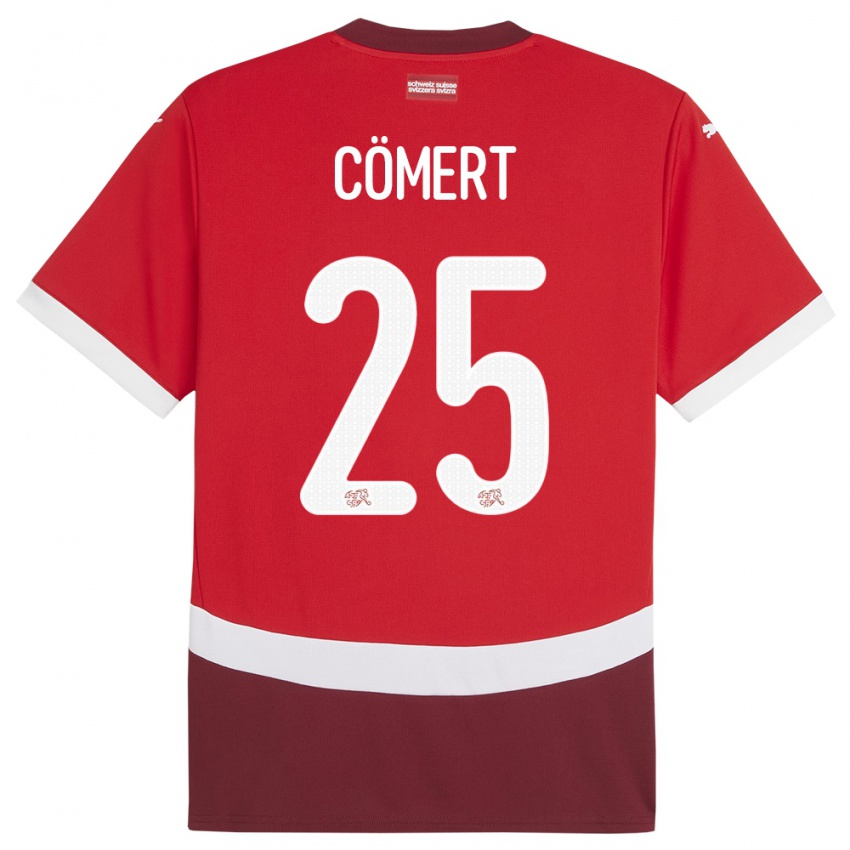 Mænd Schweiz Eray Comert #25 Rød Hjemmebane Spillertrøjer 24-26 Trøje T-Shirt