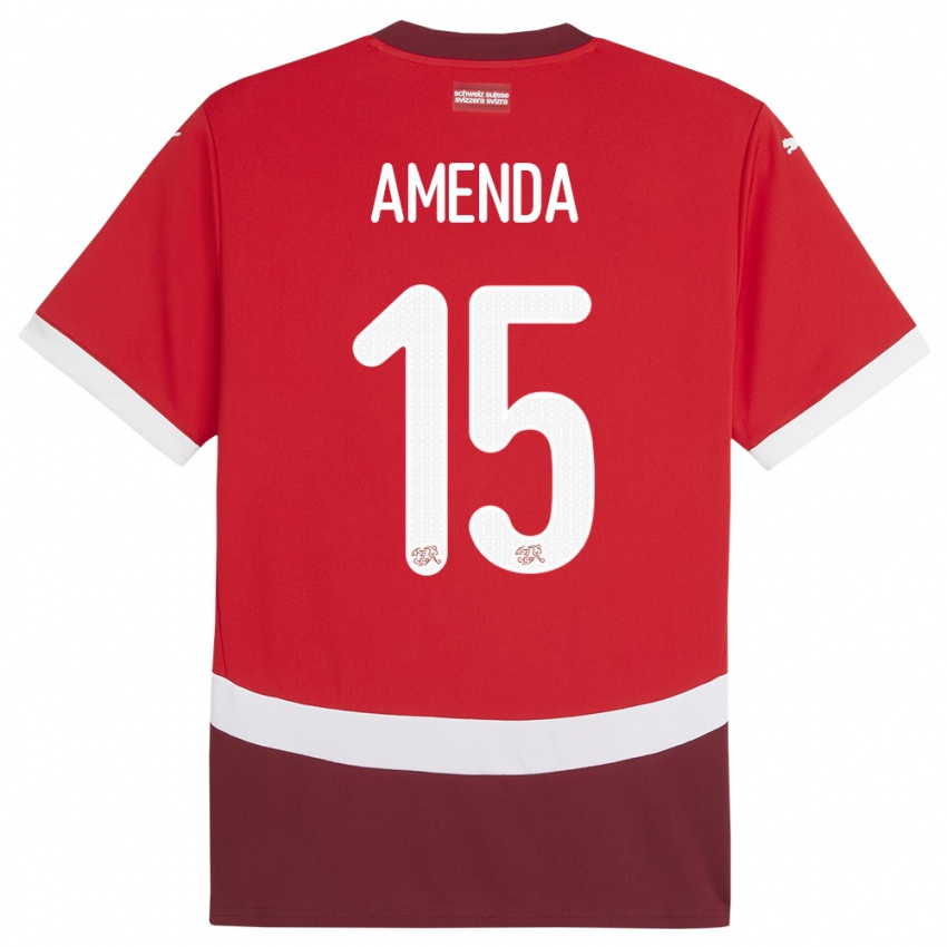 Mænd Schweiz Aurele Amenda #15 Rød Hjemmebane Spillertrøjer 24-26 Trøje T-Shirt