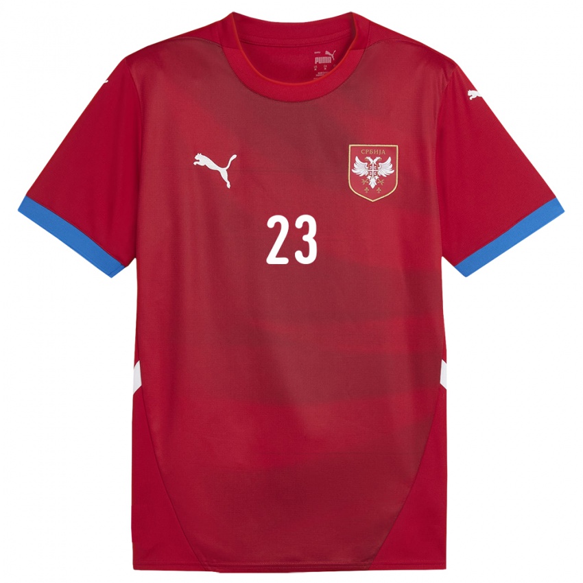 Mænd Serbien Vanja Milinkovic-Savic #23 Rød Hjemmebane Spillertrøjer 24-26 Trøje T-Shirt