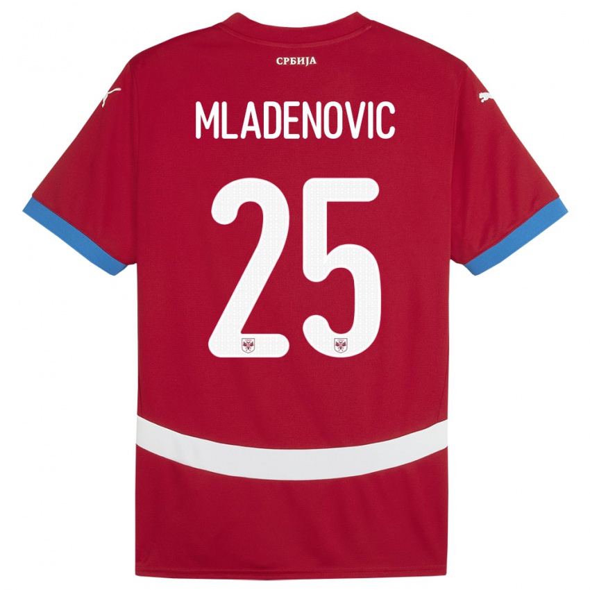 Mænd Serbien Filip Mladenovic #25 Rød Hjemmebane Spillertrøjer 24-26 Trøje T-Shirt