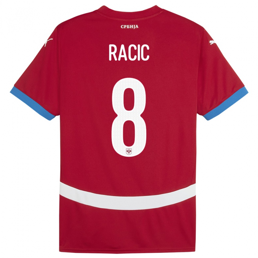 Mænd Serbien Uros Racic #8 Rød Hjemmebane Spillertrøjer 24-26 Trøje T-Shirt