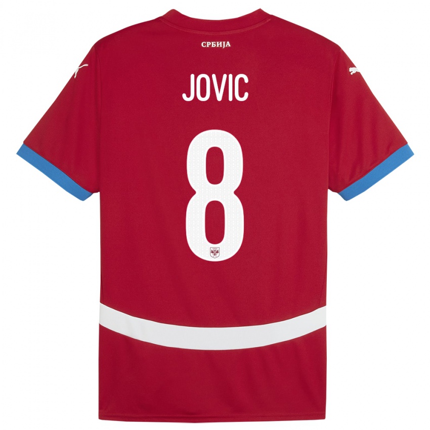 Mænd Serbien Luka Jovic #8 Rød Hjemmebane Spillertrøjer 24-26 Trøje T-Shirt