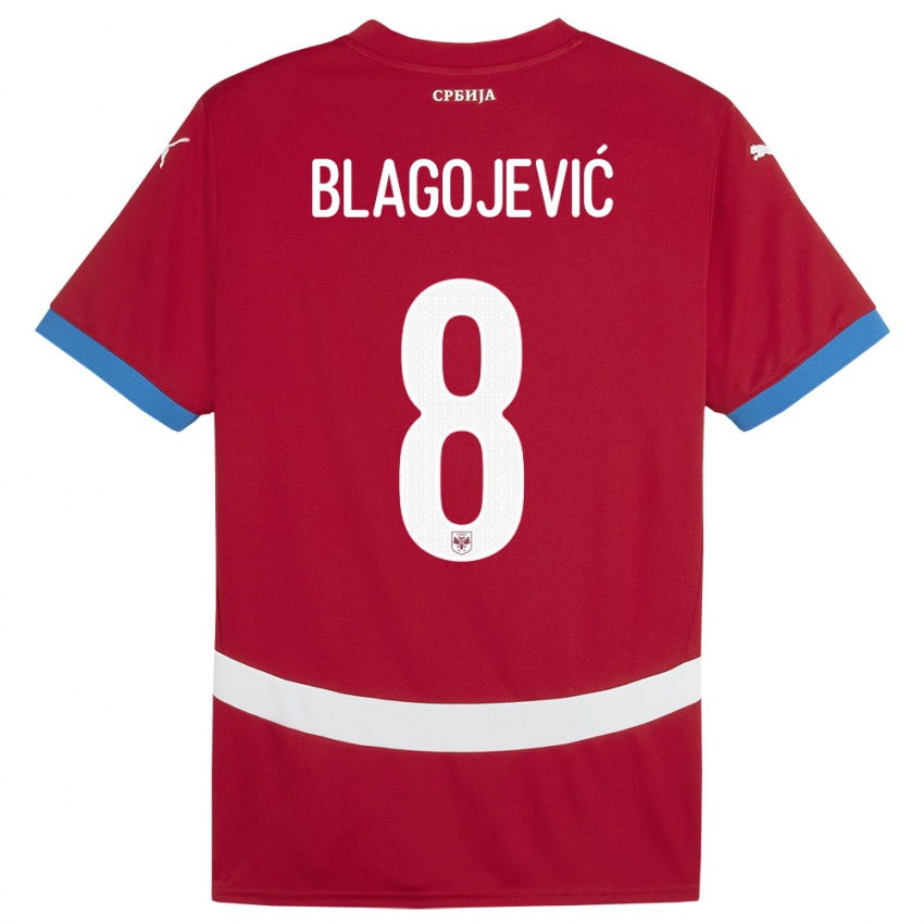 Mænd Serbien Dina Blagojevic #8 Rød Hjemmebane Spillertrøjer 24-26 Trøje T-Shirt