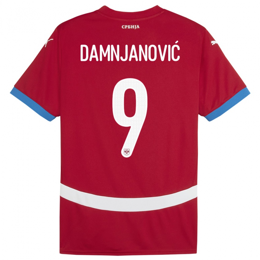 Mænd Serbien Jovana Damnjanovic #9 Rød Hjemmebane Spillertrøjer 24-26 Trøje T-Shirt