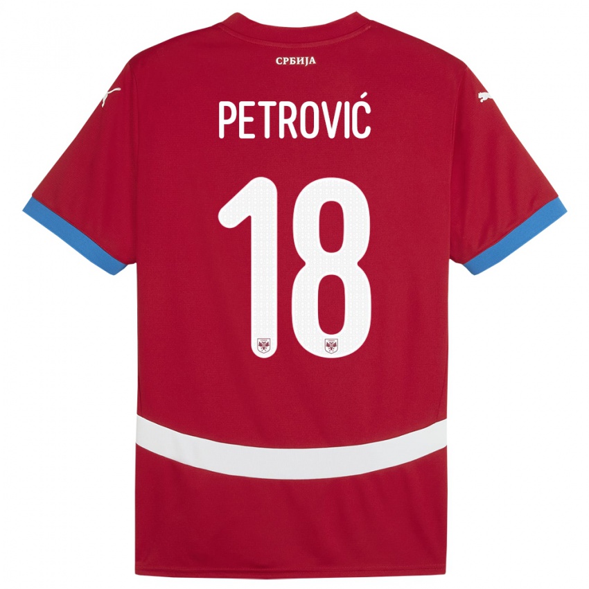 Mænd Serbien Emilija Petrovic #18 Rød Hjemmebane Spillertrøjer 24-26 Trøje T-Shirt