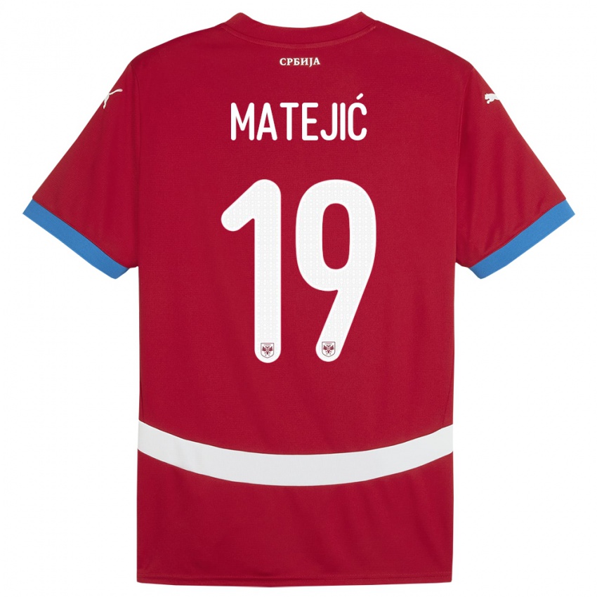 Mænd Serbien Nina Matejic #19 Rød Hjemmebane Spillertrøjer 24-26 Trøje T-Shirt