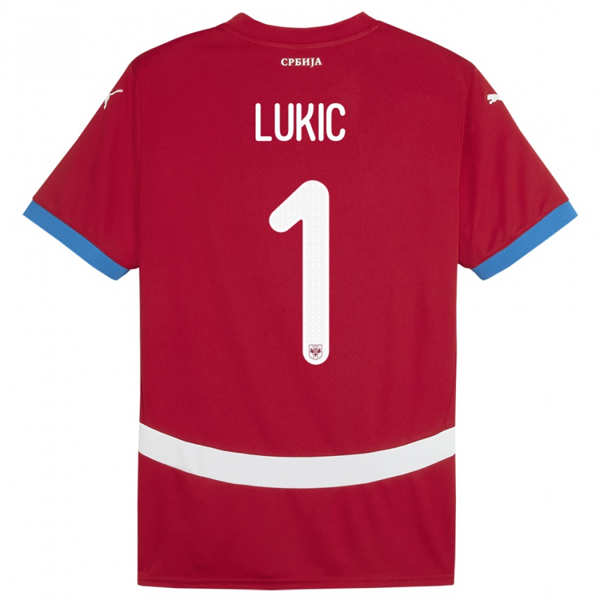 Mænd Serbien Ognjen Lukic #1 Rød Hjemmebane Spillertrøjer 24-26 Trøje T-Shirt