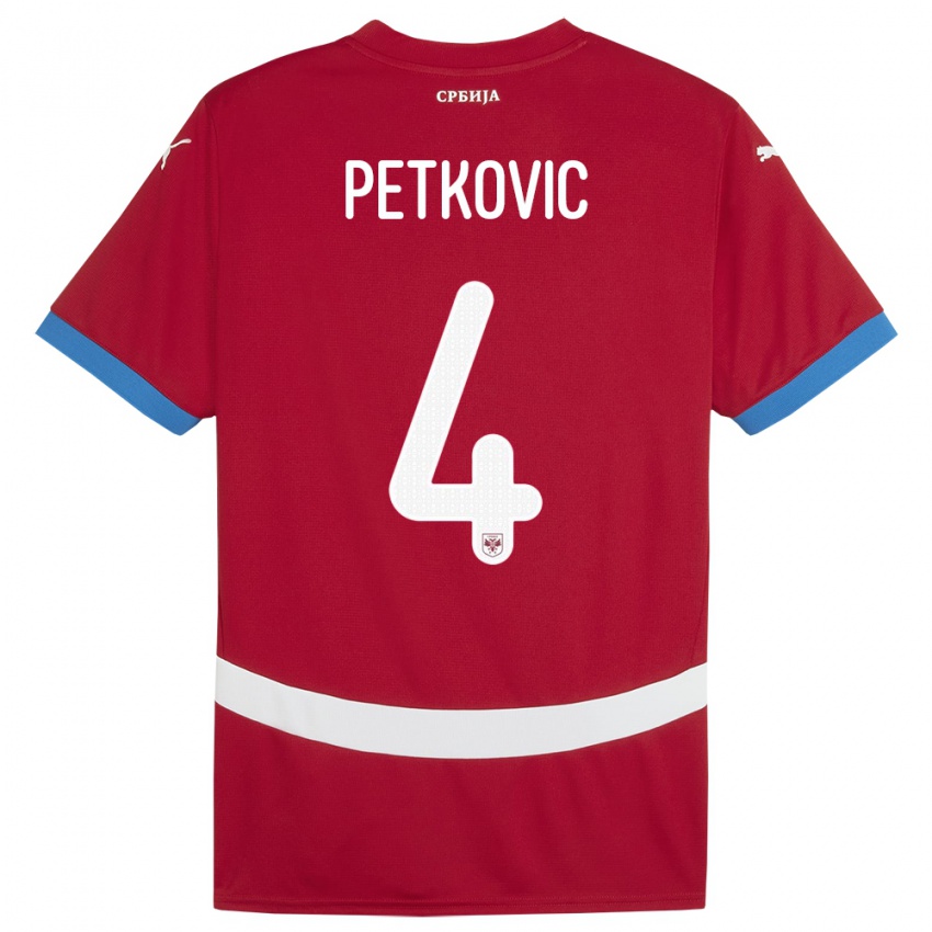 Mænd Serbien Nikola Petkovic #4 Rød Hjemmebane Spillertrøjer 24-26 Trøje T-Shirt