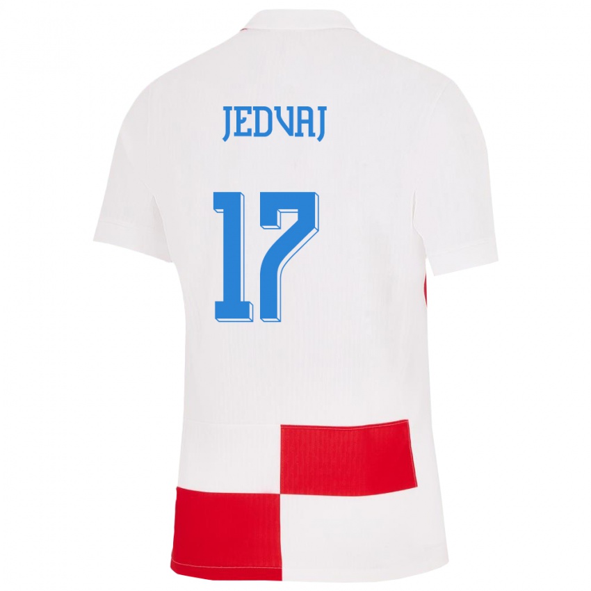 Mænd Kroatien Karla Jedvaj #17 Hvid Rød Hjemmebane Spillertrøjer 24-26 Trøje T-Shirt